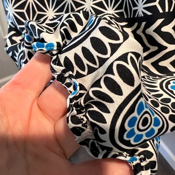 LOFT Blue & Black Ocean Mosaic Tassel Tie Midi Dress, Size Small - Picture 12 of 16